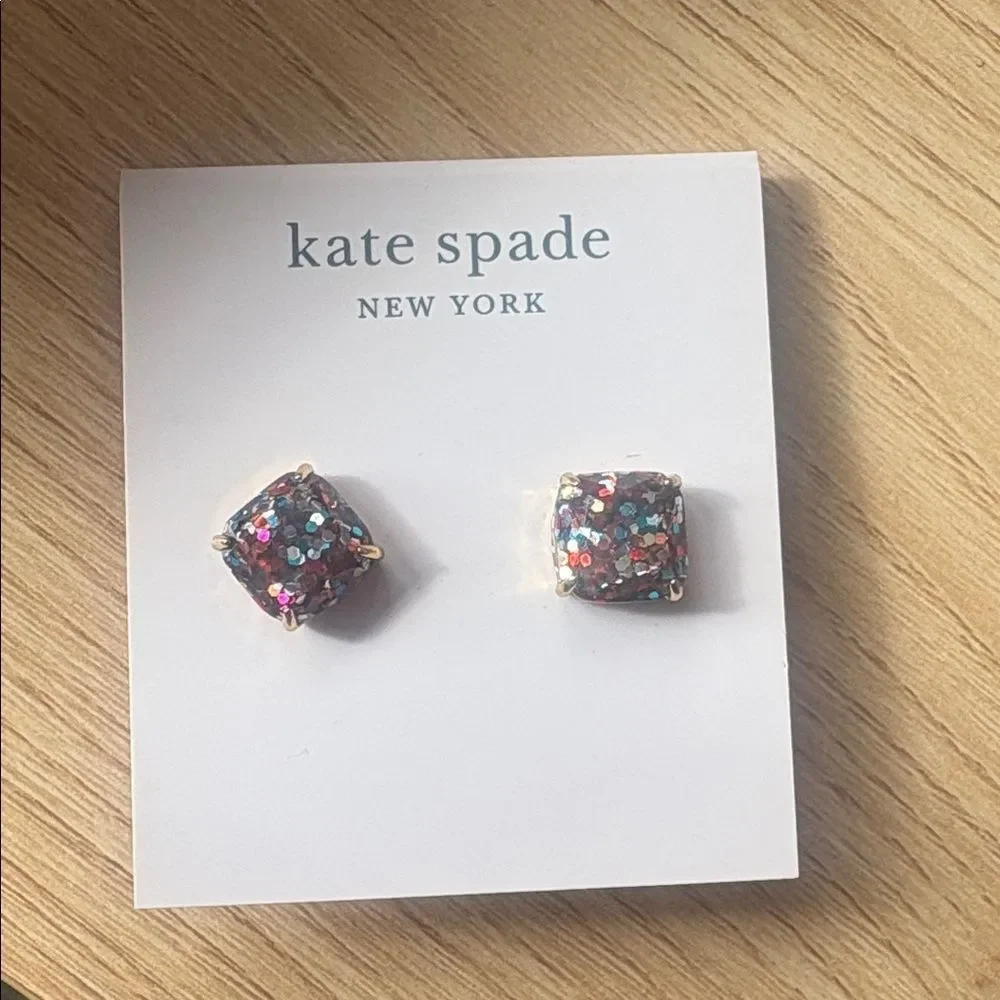 NWT kate spade new york Glitter Stud Earrings gold tone